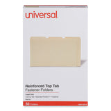 Universal® Reinforced Top Tab Fastener Folders, 0.75" Expansion, 1 Fastener, Legal Size, Manila Exterior, 50/Box (UNV13510) Each