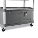 Rubbermaid® Commercial Xtra Instrument Cart with Locking Storage Area, Plastic, 3 Shelves, 300 lb Capacity, 20" x 40.63" x 37.8", Gray (RCP4094GRA) Each