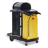 Rubbermaid® Commercial High-Security Healthcare Cleaning Cart, Metal, 4 Shelves, 1 Bin, 22" x 48.25" x 53.5", Black (RCP9T7500BK) Each