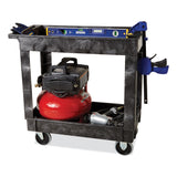 Rubbermaid® Commercial Service/Utility Carts, Plastic, 2 Shelves, 500 lb Capacity, 34.13" x 17.38" x 32.38", Black (RCP9T6600BLA) Each