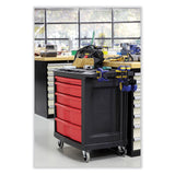 Rubbermaid® Commercial Five-Drawer Mobile Workcenter, 32.63w x 19.9d x 33.5h, Black Plastic Top (RCP773488) Each