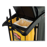 Rubbermaid® Commercial High-Security Healthcare Cleaning Cart, Metal, 4 Shelves, 1 Bin, 22" x 48.25" x 53.5", Black (RCP9T7500BK) Each