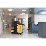 Rubbermaid® Commercial High-Security Healthcare Cleaning Cart, Metal, 4 Shelves, 1 Bin, 22" x 48.25" x 53.5", Black (RCP9T7500BK) Each