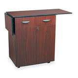 Safco® Hospitality Cart with Drop Leaves, Engineered Wood, 3 Shelves, 1 Drawer, 32.5" to 56.25" x 20.5" x 38.75", Mahogany (SAF8962MH) Each