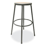 Alera® Industrial Metal Shop Stool, Backless, Supports Up to 300 lb, 30" Seat Height, Brown Seat, Gray Base (ALEIS6630G)