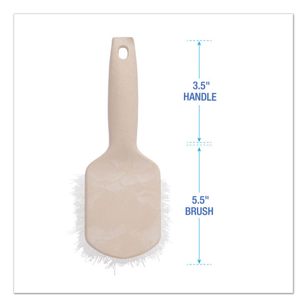 Boardwalk® Utility Brush, Cream Nylon Bristles, 5.5" Brush, 3.5" Tan Plastic Handle (BWK4408)