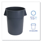 Boardwalk® Round Waste Receptacle, 44 gal, Plastic, Gray (BWK44GLWRGRA) Each