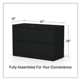 Alera® Lateral File, 2 Legal/Letter-Size File Drawers, Black, 42" x 18.63" x 28" (ALEHLF4229BL) Each