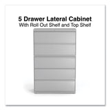 Alera® Lateral File, 5 Legal/Letter/A4/A5-Size File Drawers, 1 Roll-Out Posting Shelf, Light Gray, 42" x 18.63" x 67.63" (ALEHLF4267LG) Each