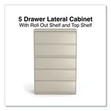 Alera® Lateral File, 5 Legal/Letter/A4/A5-Size File Drawers, Putty, 42" x 18.63" x 67.63" (ALEHLF4267PY) Each