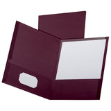 Oxford™ Linen Finish Twin Pocket Folders, 100-Sheet Capacity, 11 x 8.5, Burgundy, 25/Box (OXF53441) 1 Pack of 25