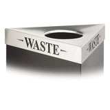 Safco® Trifecta Waste Receptacle Lid, Laser Cut "WASTE" Inscription, 20w x 20d x 3h, Stainless Steel, Ships in 1-3 Business Days (SAF9560WA) Each