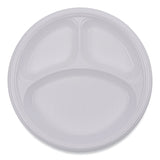 Boardwalk® Hi-Impact Plastic Dinnerware, Plate, 3-Compartment, 10" dia, White, 500/Carton (BWKPLTHIPS10WH3) Case of 500