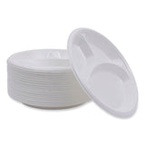 Boardwalk® Hi-Impact Plastic Dinnerware, Plate, 3-Compartment, 10" dia, White, 500/Carton (BWKPLTHIPS10WH3) Case of 500