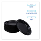 Boardwalk® Hi-Impact Plastic Dinnerware, Plate, 9" dia, Black, 500/Carton (BWKPLTHIPS9BL) Case of 500