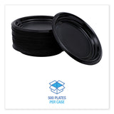 Boardwalk® Hi-Impact Plastic Dinnerware, Plate, 9" dia, Black, 500/Carton (BWKPLTHIPS9BL) Case of 500