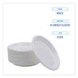 Boardwalk® Hi-Impact Plastic Dinnerware, Plate, 10" dia, White, 500/Carton (BWKPLHIPS10WH) Case of 500