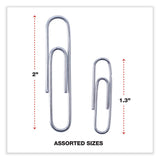 Universal® Plastic-Coated Paper Clips with One-Compartment Storage Tub, (750) #1 (1.3"), (250) Jumbo (2"), Silver (UNV21001) Pack of 1000