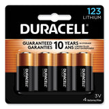 Duracell® Specialty High-Power Lithium Batteries, 123, 3 V, 4/Pack (DURDL123AB4PK) Each