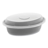 Pactiv Evergreen Newspring VERSAtainer Microwavable Containers, Oval, 8 oz, 5.7 x 4 x 1.45, Black/Clear, Plastic, 150/Carton (PCTOC08B) Case of 150