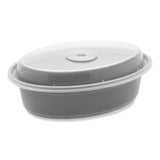 Pactiv Evergreen Newspring VERSAtainer Microwavable Containers, Oval, 16 oz, 6.8 x 4.8 x 1.9, Black/Clear, Plastic, 150/Carton (PCTOC16B) Case of 150