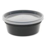 Pactiv Evergreen Newspring DELItainer Microwavable Container, 8 oz, 4.55 x 4.55 x 1.8, Black/Clear, Plastic, 240/Carton (PCTYL2508B) Case of 240