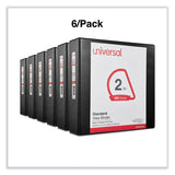 Universal® Slant D-Ring View Binder, 3 Rings, 2" Capacity, 11 x 8.5, Black, 6/Carton (UNV20745PK) Case of 6