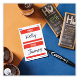 Avery® Printable Self-Adhesive Name Badges, 2 1/3 x 3 3/8, Red "Hello", 100/Pack (AVE5140) Pack of 100