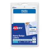 Avery® Printable Adhesive Name Badges, 3.38 x 2.33, Blue "Hello", 100/Pack (AVE5141) Pack of 100