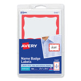 Avery® Printable Adhesive Name Badges, 3.38 x 2.33, Red Border, 100/Pack (AVE5143) Pack of 100