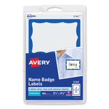 Avery® Printable Adhesive Name Badges, 3.38 x 2.33, Blue Border, 100/Pack (AVE5144) Pack of 100