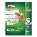 Avery® Removable Multi-Use Labels, Inkjet/Laser Printers, 1" dia, White, 63/Sheet, 15 Sheets/Pack (AVE6450) Pack of 945