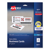 Avery® Printable Microperforated Business Cards w/Sure Feed Technology, Inkjet, 2 x 3.5, White,  250 Cards, 10/Sheet, 25 Sheets/Pack (AVE8371) Pack of 250