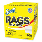 Scott® Rags in a Box, POP-UP Box, 12 x 9, White, 200/Box, 8 Boxes/Carton (KCC75260CT) Case of 8