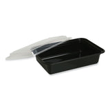 GEN Food Container with Lid, 38 oz, 8.81 x 6.02 x 2.48, Black/Clear, Plastic, 150/Carton (GENTORECT38) Case of 150