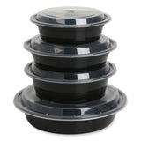 GEN Food Container with Lid, 16 oz, 6.29 x 6.29 x 1.96, Black/Clear, Plastic, 150/Carton (GENTORND16) Case of 150