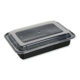 GEN Food Container with Lid, 38 oz, 8.81 x 6.02 x 2.48, Black/Clear, Plastic, 150/Carton (GENTORECT38) Case of 150