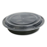 GEN Food Container with Lid, 48 oz, 8.85 x 8.85 x 2.24, Black/Clear, Plastic, 150/Carton (GENTORND48) Case of 150