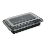 GEN Food Container with Lid, 32 oz, 8.81 x 6.02 x 2.24, Black/Clear, Plastic, 150/Carton (GENTORECT32) Case of 150