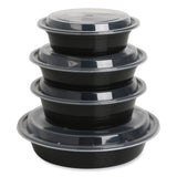 GEN Food Container with Lid, 48 oz, 8.85 x 8.85 x 2.24, Black/Clear, Plastic, 150/Carton (GENTORND48) Case of 150