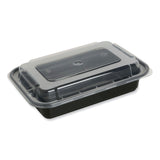 GEN Food Container with Lid, 24 oz, 7.48 x 5.03 x 2.48, Black/Clear, Plastic, 150/Carton (GENTORECT24) Case of 150