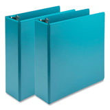 Samsill® Earth's Choice Plant-Based Economy Round Ring View Binders, 3 Rings, 3" Capacity, 11 x 8.5, Teal, 2/Pack (SAMU86877) Pack of 2