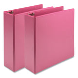 Samsill® Earth's Choice Plant-Based Economy Round Ring View Binders, 3 Rings, 3" Capacity, 11 x 8.5, Pink, 2/Pack (SAMU86876) Pack of 2