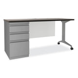 Alera® Modern Teacher Series Pedestal Desk, Left-Side Pedestal: Box/Box/File, 60" x 24" x 28.75", Charcoal Woodgrain/Gray (ALEMSD6024CH) Each