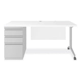 Alera® Modern Teacher Series Pedestal Desk, Left-Side Pedestal: Box/Box/File, 60" x 24" x 28.75", White/Silver (ALEMSD6024WH) Each