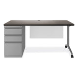 Alera® Modern Teacher Series Pedestal Desk, Left-Side Pedestal: Box/Box/File, 60" x 24" x 28.75", Charcoal Woodgrain/Gray (ALEMSD6024CH) Each