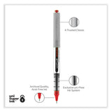 uniball® VISION Roller Ball Pen, Stick, Fine 0.7 mm, Red Ink, Silver/Red/Clear Barrel, Dozen (UBC60139) 1 Dozen