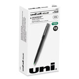 uniball® Roller Ball Pen, Stick, Extra-Fine 0.5 mm, Green Ink, Black/Green Barrel, Dozen (UBC60154) 1 Dozen