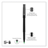 uniball® Roller Ball Pen, Stick, Extra-Fine 0.5 mm, Green Ink, Black/Green Barrel, Dozen (UBC60154) 1 Dozen