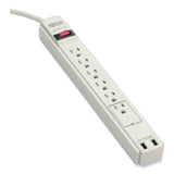 Tripp Lite Protect It! Surge Protector, 6 AC Outlets/2 USB Ports, 6 ft Cord, 990 J, Cool Gray (TRPTLP606USB) Each